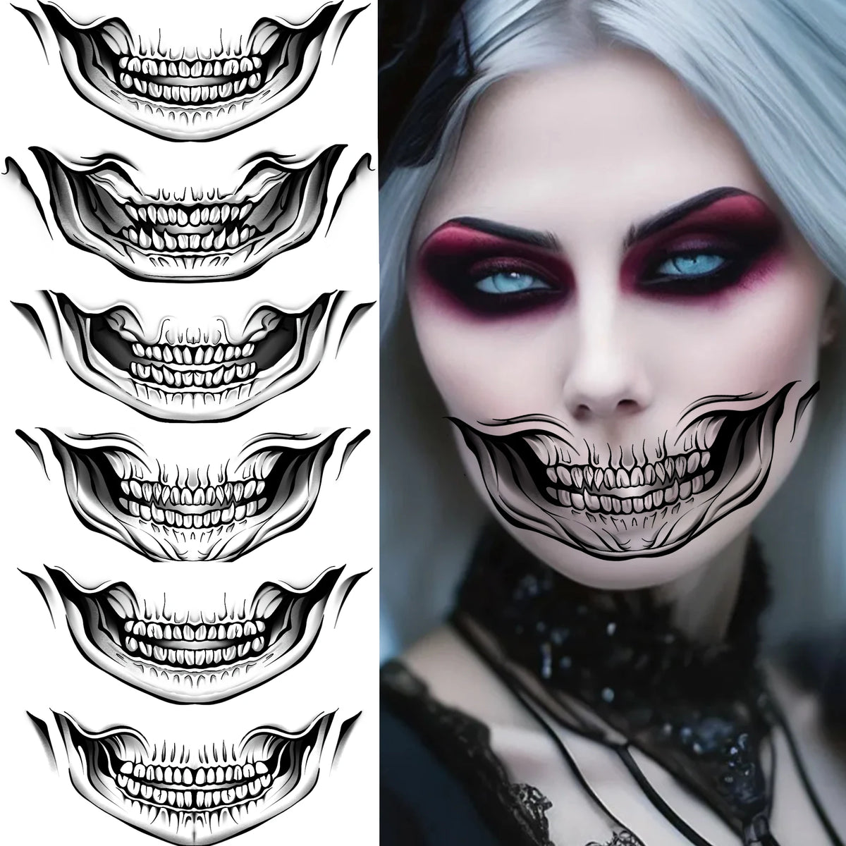 6 Hojas de Tatuajes Temporales para Halloween, Duraderos e Impermeables para Hombres y Mujeres