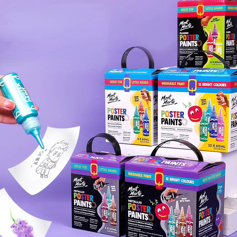Juego de pintura con dedos para niños, Set de 6/12 colores de 60ml, pintura Gouache lavable