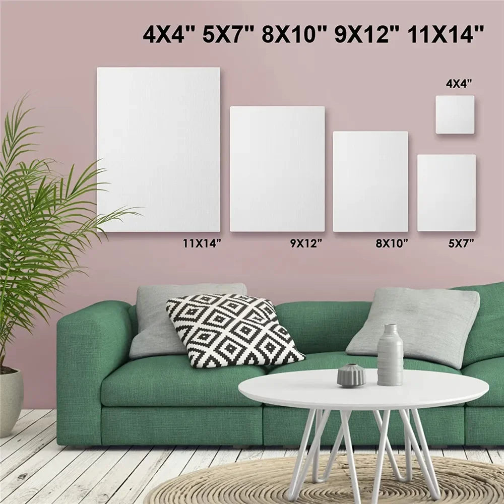 Lienzo de arte blanco, para pintura al óleo acrílica, madera + lienzo de algodón, 6 uds.