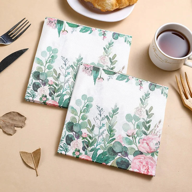 20 unids/pack 33x33cm Vintage flor impresa, servilletas de papel desechable, artesanía decoupage
