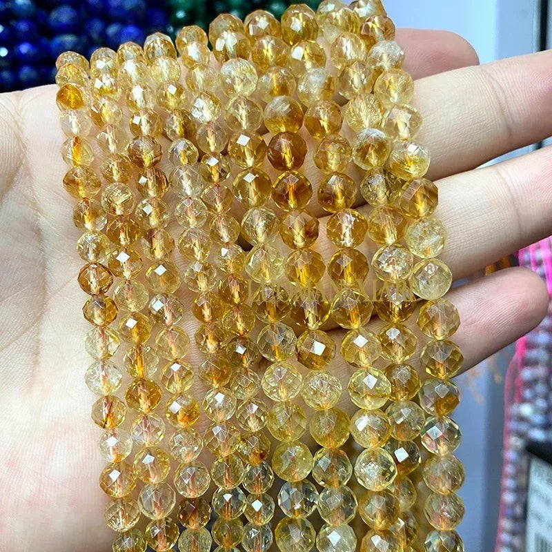 Piedra Natural redonda facetada AAA, mostacillas espaciadoras sueltas para fabricación de joyería