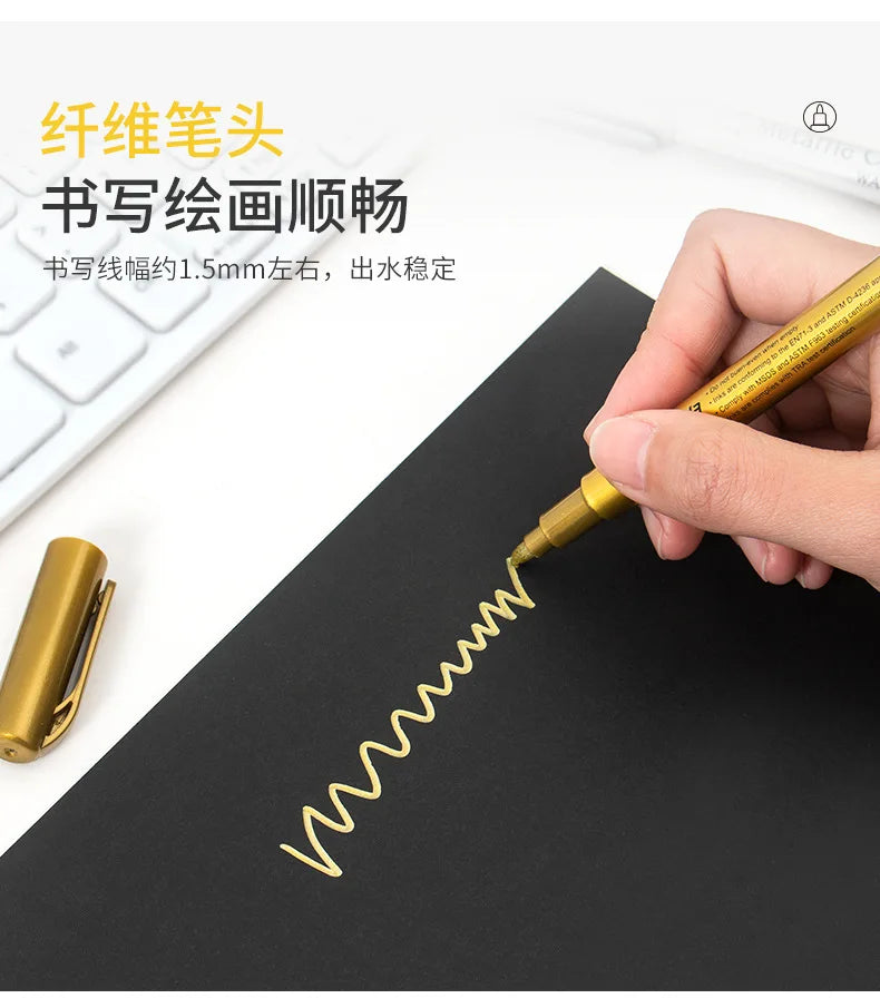 Bolígrafos de pintura acrílica permanente plateada/dorada, para pintura en variadas superficies, de punta suave/dura de 1-5MM
