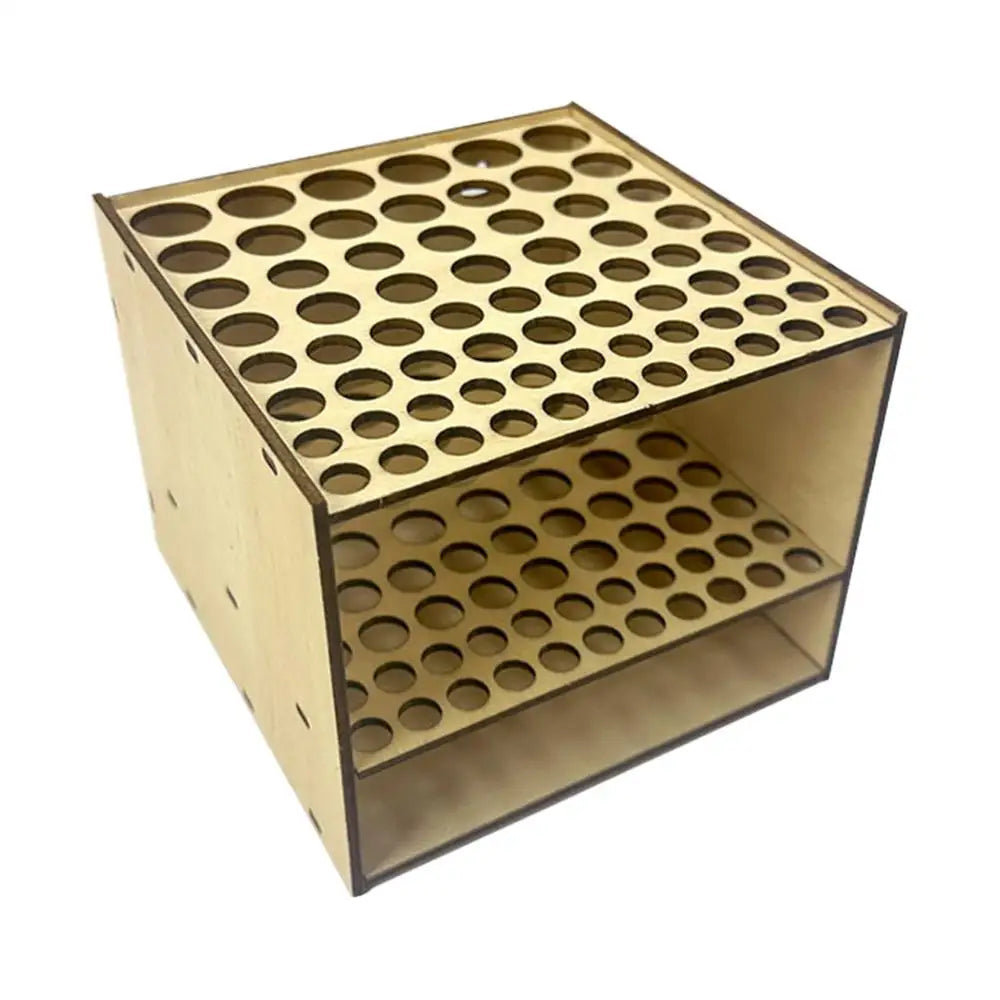 Soporte para pinceles y lápices, estante de madera de 67 agujeros