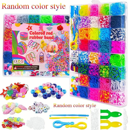 2900 Uds + 40/caja 32 colores : banda de goma, Kit para hacer pulseras, bandas de telar