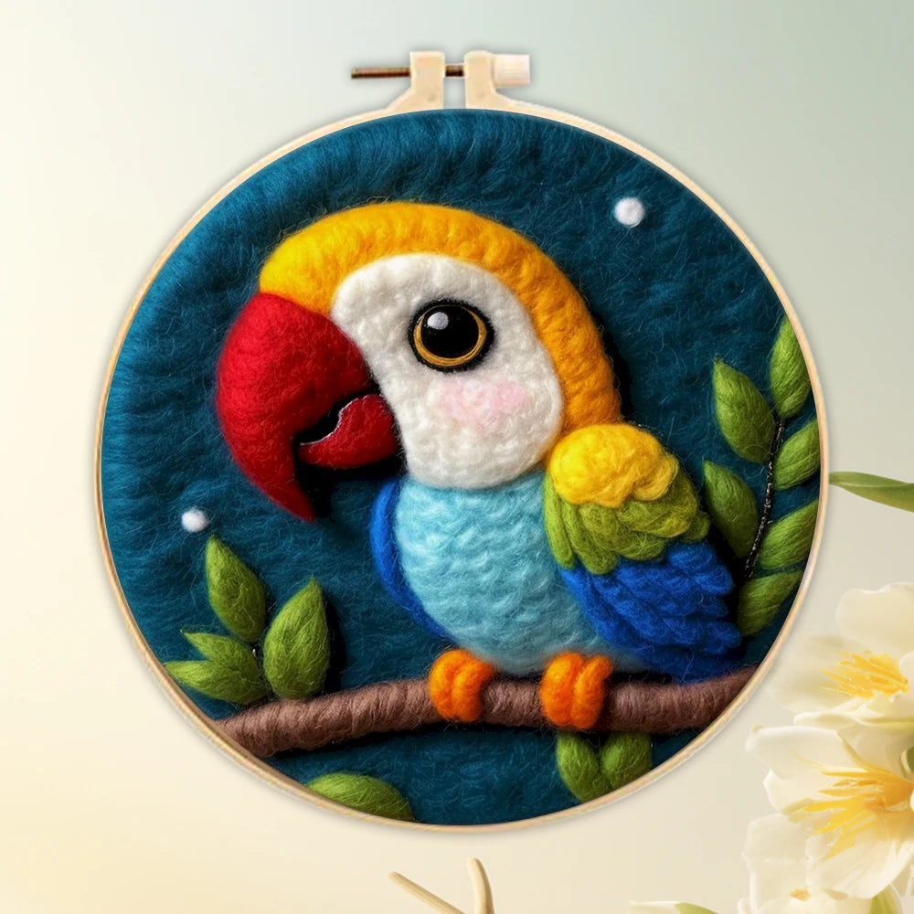 Juego de fieltro de lana artesanal, bordado de animales