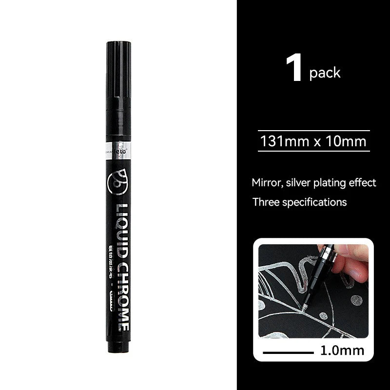Bolígrafos de pintura espejo, tinta plateada, dorada y otros, punta de escritura de 1/2mm para modelo de Metal, madera, plástico y piedra, 1/6 Uds.