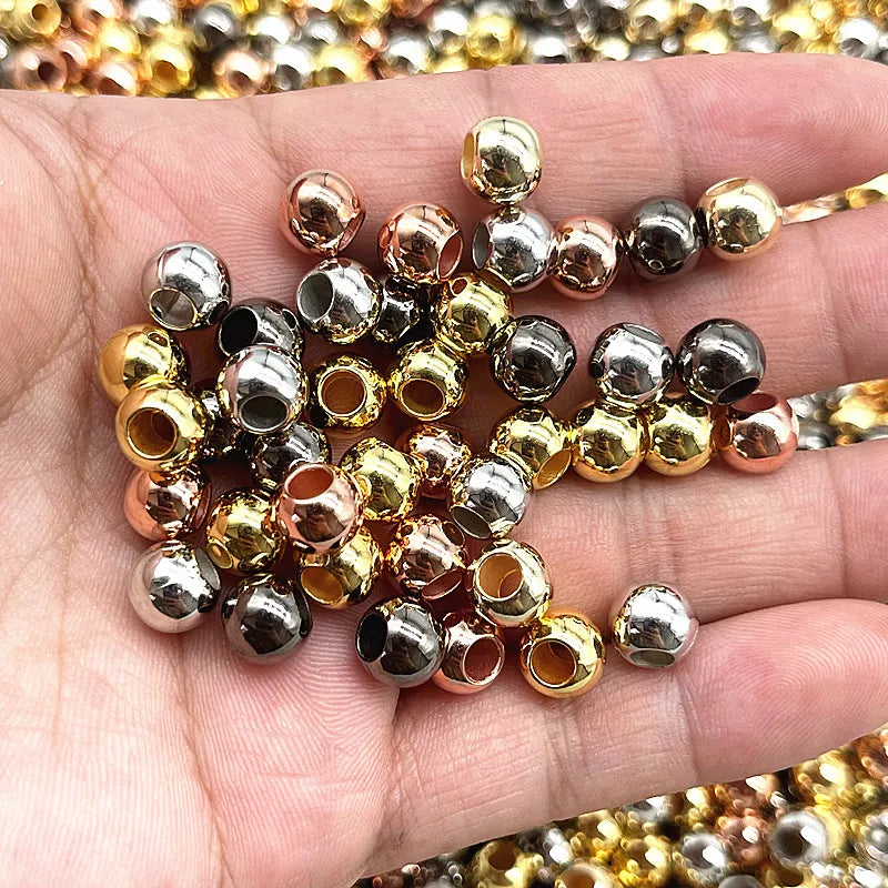 Mostacillas espaciadoras redondas de agujero grande para fabricación de joyas, 6mm, 8mm, 10mm