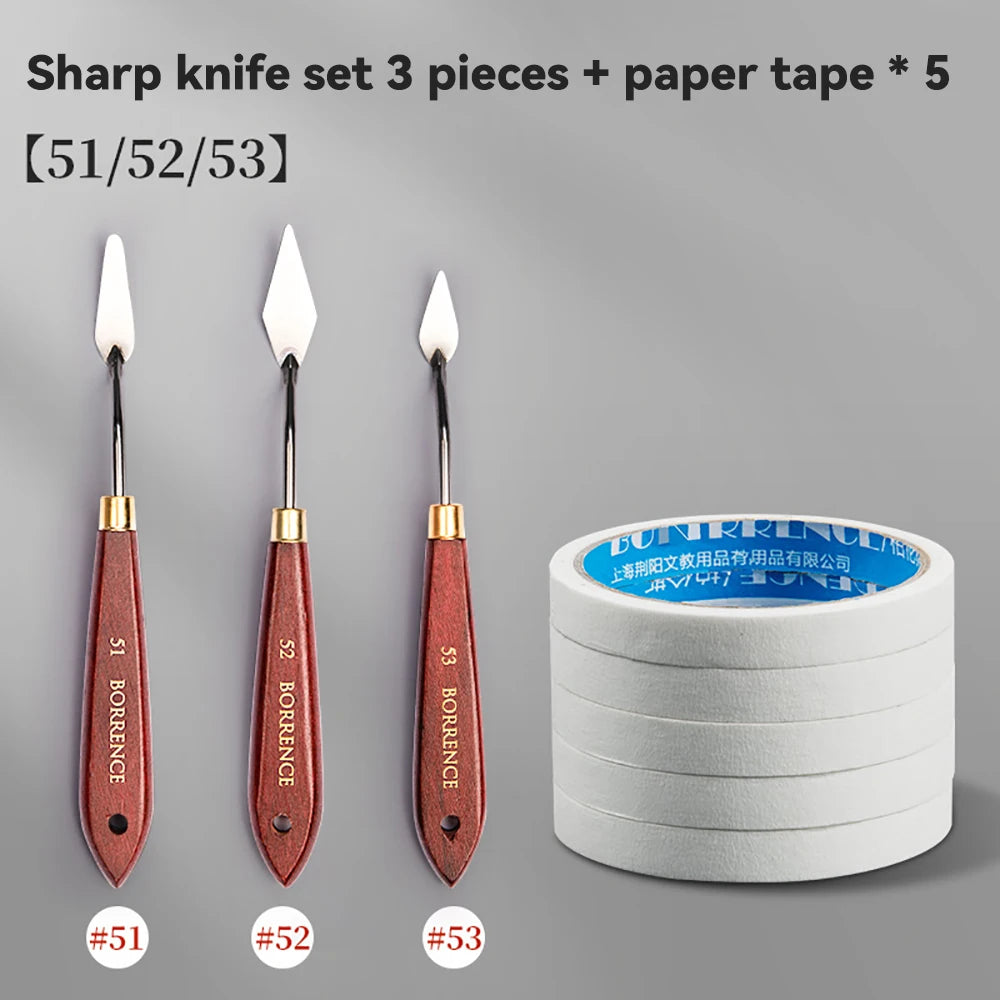 3/5/7 unids/set paleta cuchillo y espátula de acero inoxidable para pintura al óleo, mango de madera