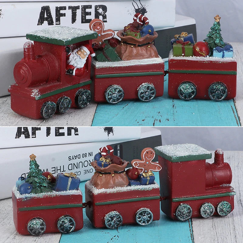 Figura de tren navideño de resina para decoración del hogar