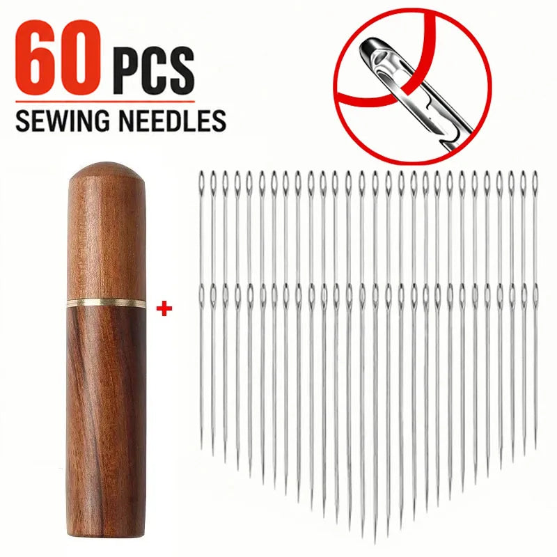 60/30 Agujas de coser de acero inoxidable con orificio grande para enhebrar