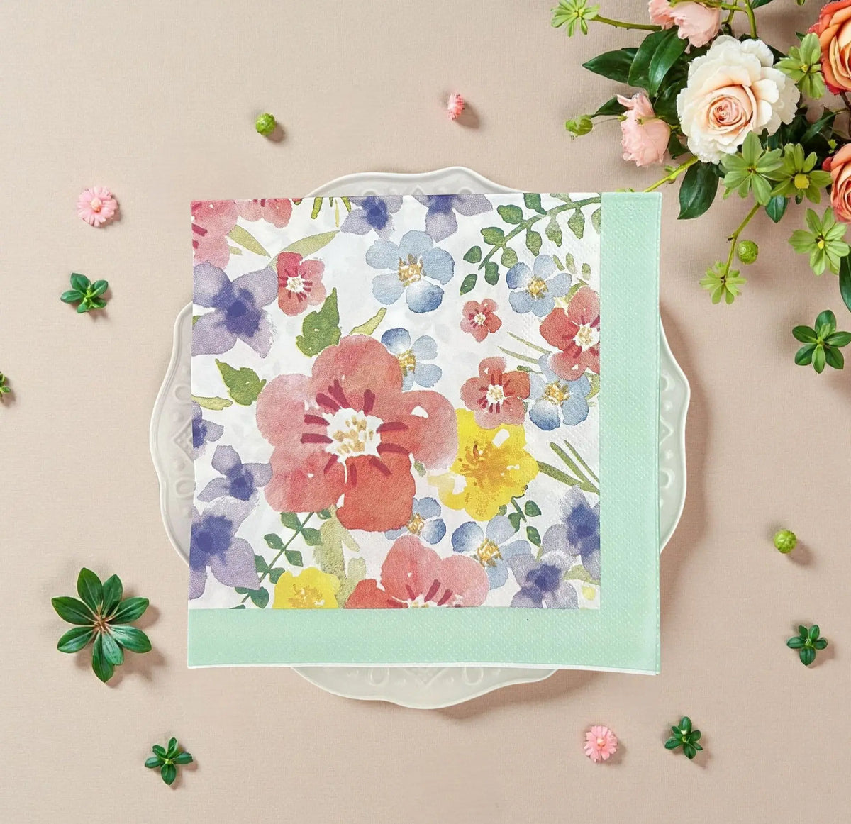 20 Servilletas Florales Coloridas Desechables, Decoupage
