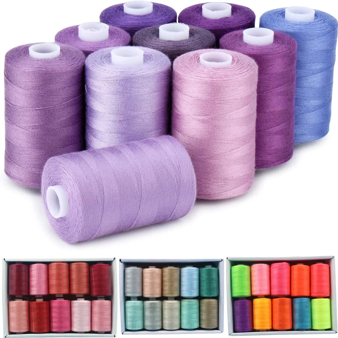 Kit de carretes de hilo de coser de poliéster, para coser a mano y a máquina, 1/10/12 colores