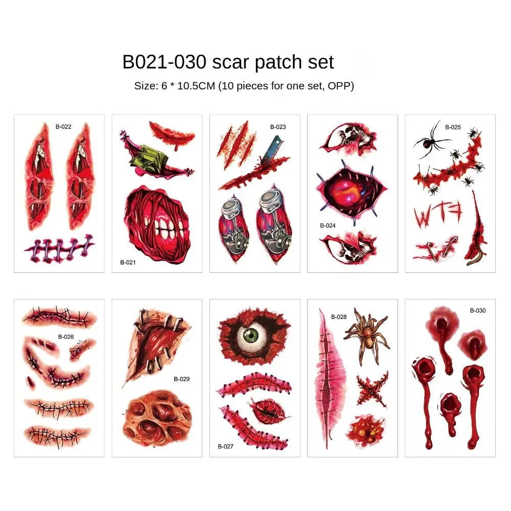 Stickers de tatuajes de terror impermeables para Halloween