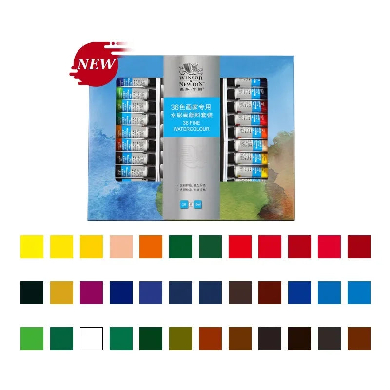 Winsor & Newton-Juego de acuarela fina, 12/18/24/36 colores, tubos de 10ml