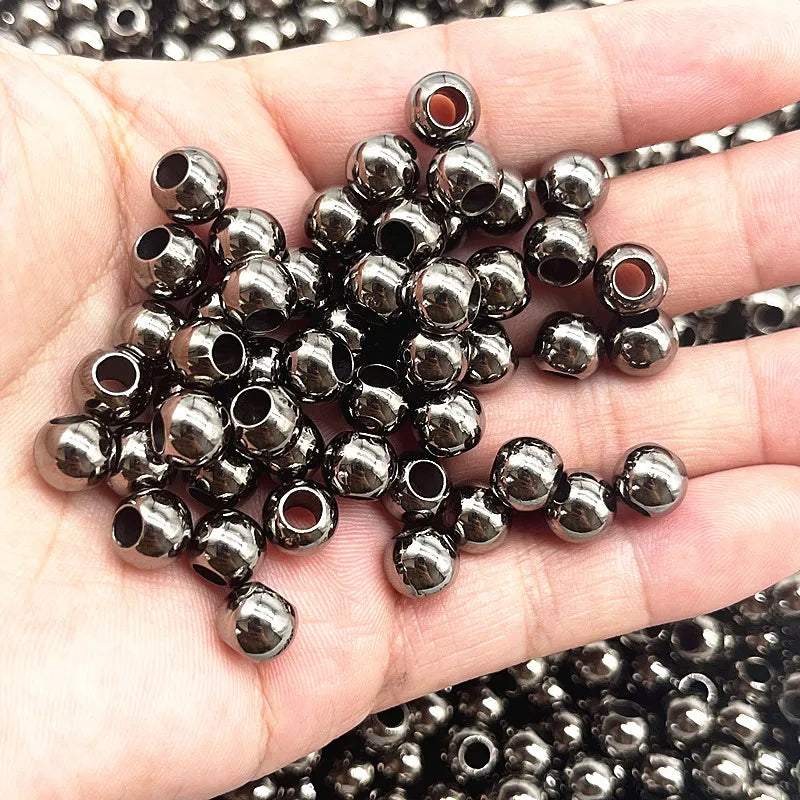 Mostacillas espaciadoras redondas de agujero grande para fabricación de joyas, 6mm, 8mm, 10mm