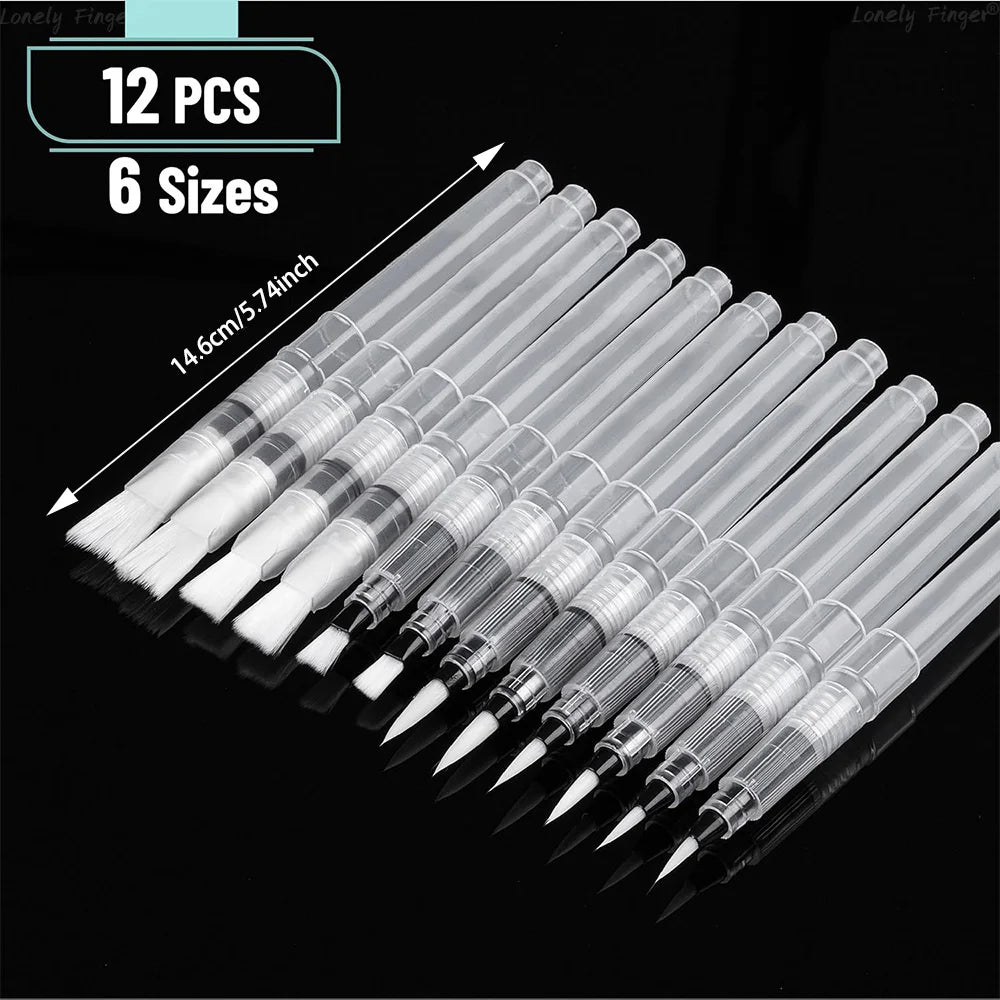 12 Uds. Pinceles de acuarela, juego de bolígrafos de acuarela recargables