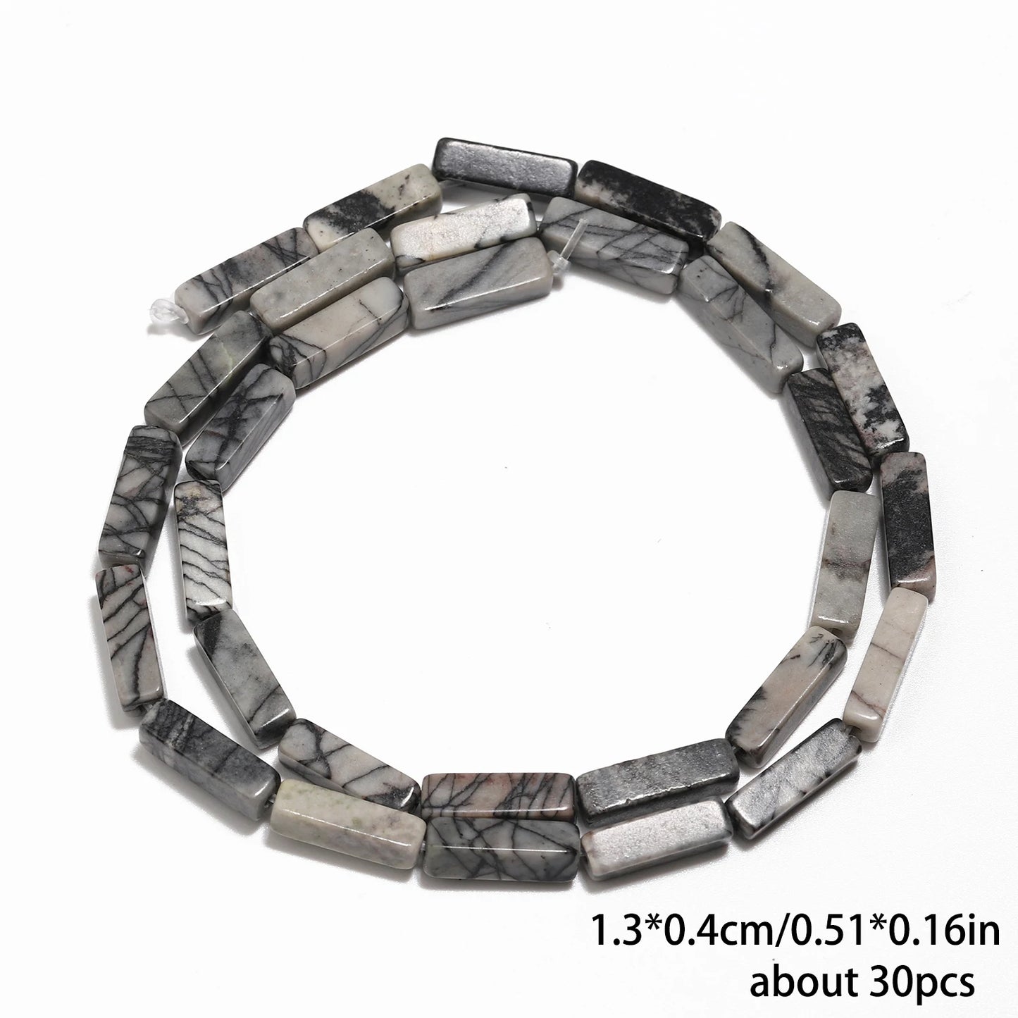 Mostacillas de piedra natural con forma rectangular para fabricación de joyas, 13x4mm, 30 piezas