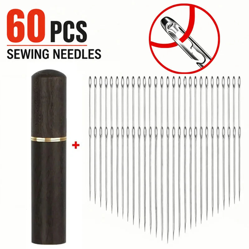 60/30 Agujas de coser de acero inoxidable con orificio grande para enhebrar