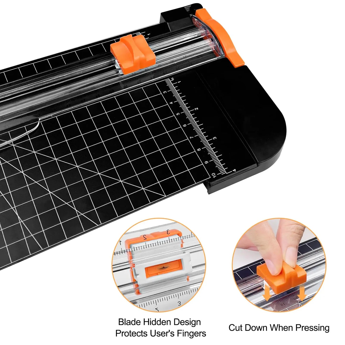 Cortador de papel A4, cuchillo de papelería con regla extensible