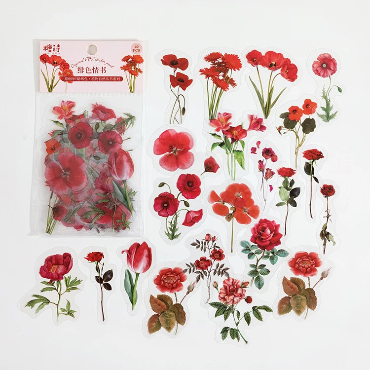 Colección de plantas de 40 piezas, stickers de hoja verde para decoración