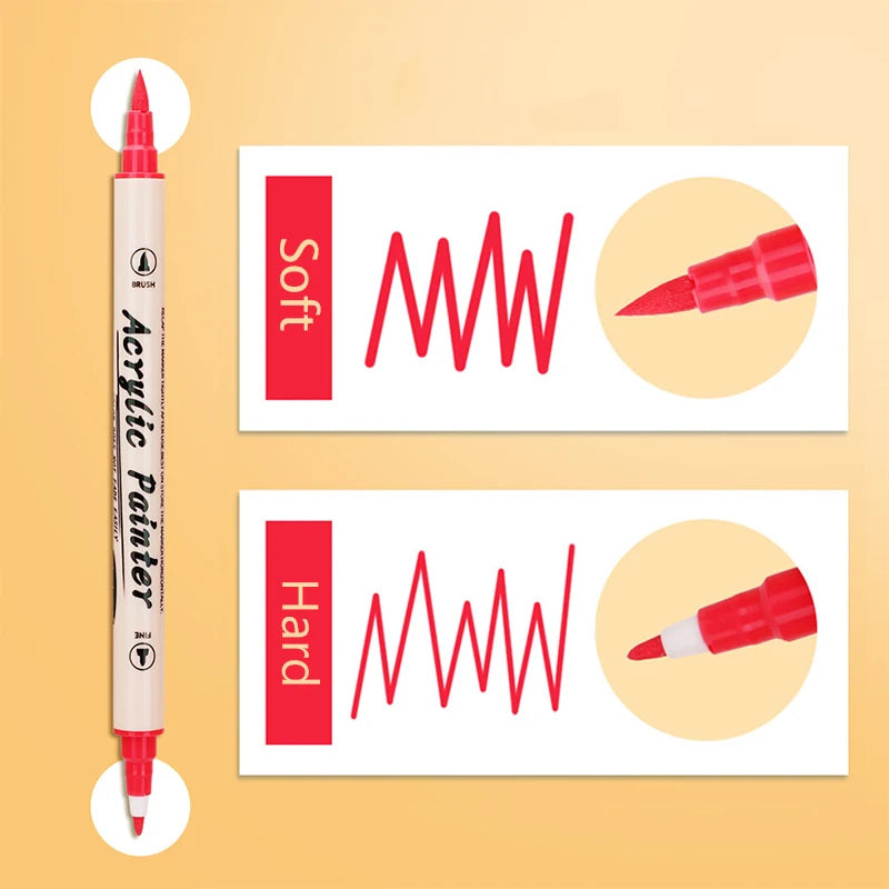 Rotuladores acrílicos de doble cabeza, 12/24/36 colores, para pintura artística a prueba de agua