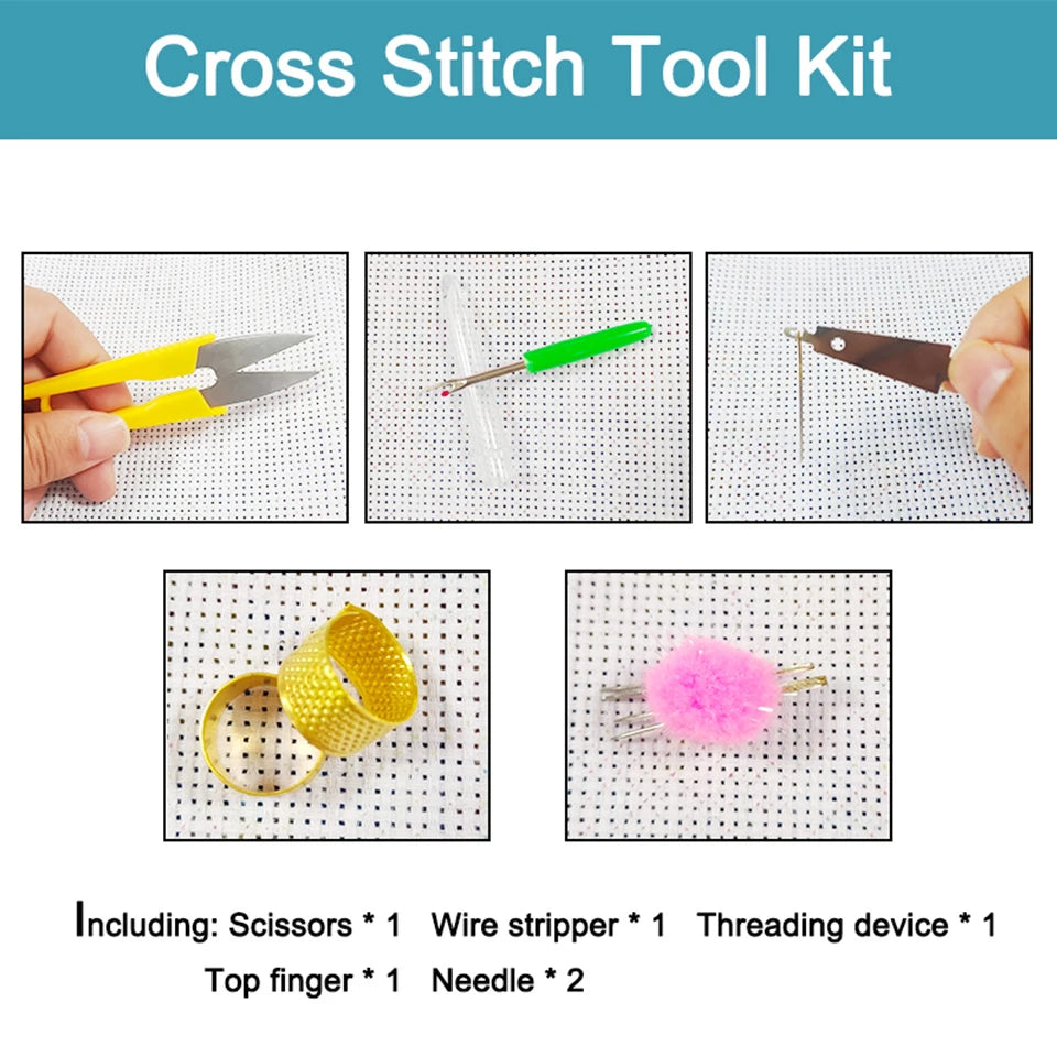 Kits de punto de cruz, paisaje de árbol, 11CT, hilo de algodón, lienzo impreso