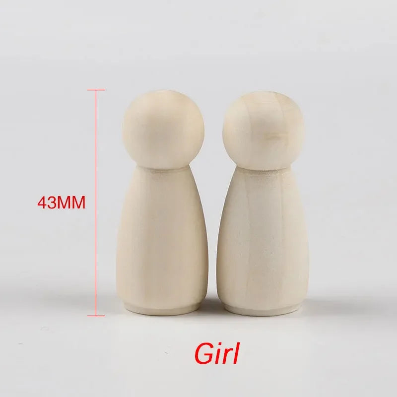 10 Uds. de muñecas de madera natural sin terminar, cuerpos para pintar