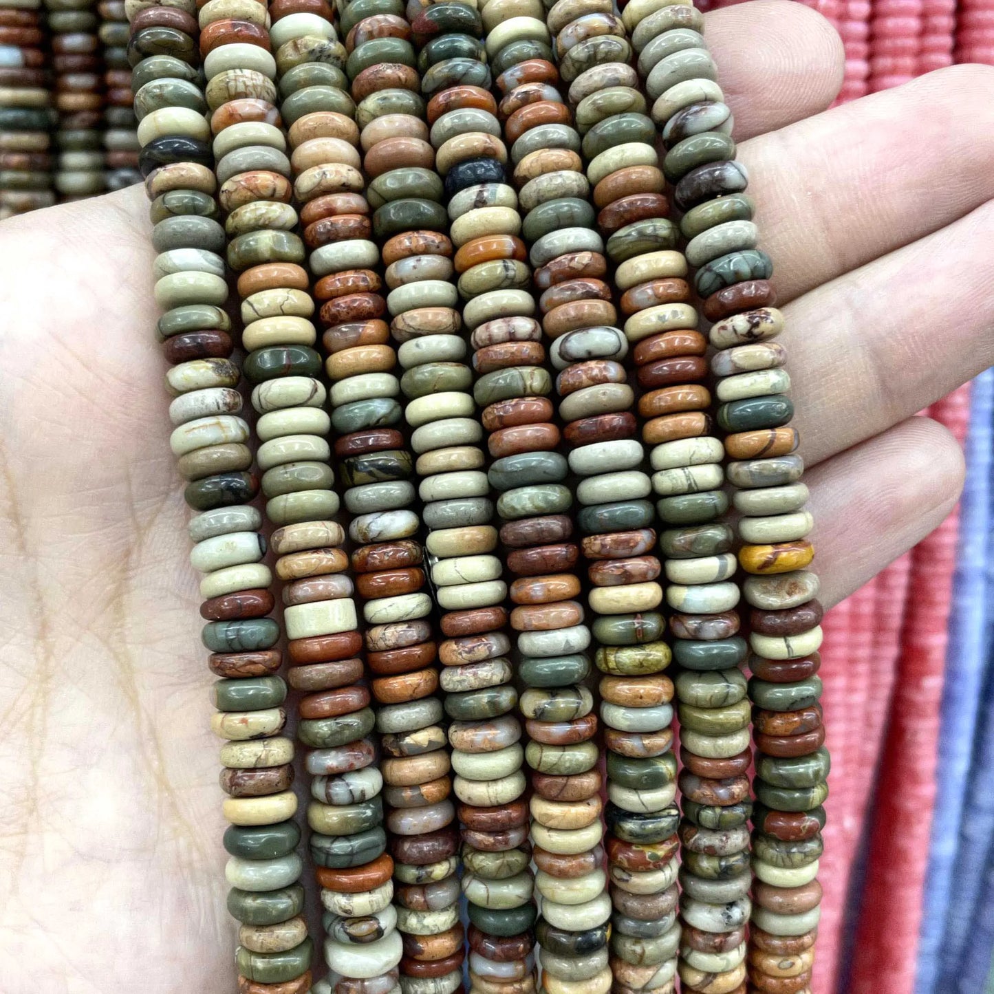 Rondelle de piedra Natural de 2x6mm, turquesas, cuarzo, jaspe, ágatas, mostacillas redondas, planas