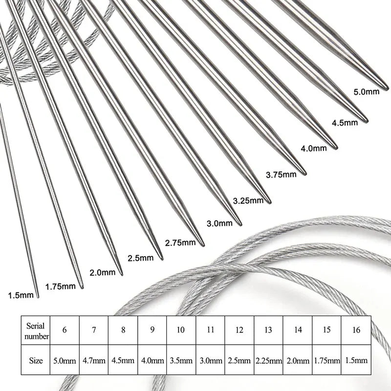 Palillos de tejer circulares de 1,6-4,8mm con bucle mágico, agujas de tejer flexibles de doble punta para calcetines, 1 unid.