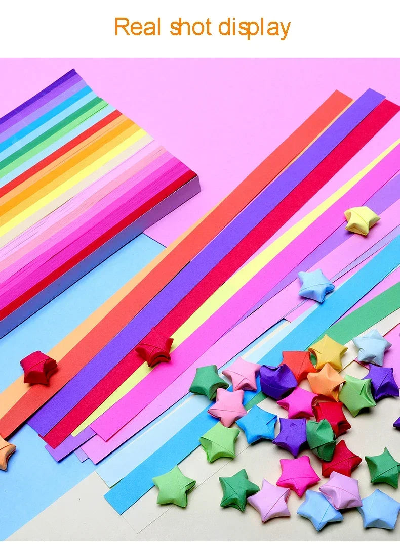Surtido de papel de Origami de estrella de 540 hojas, estrella colorida de doble cara, manualidades plegables