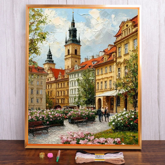 Paisaje urbano impreso 11CT y 14CT punto de cruz , bordado, Kit completo