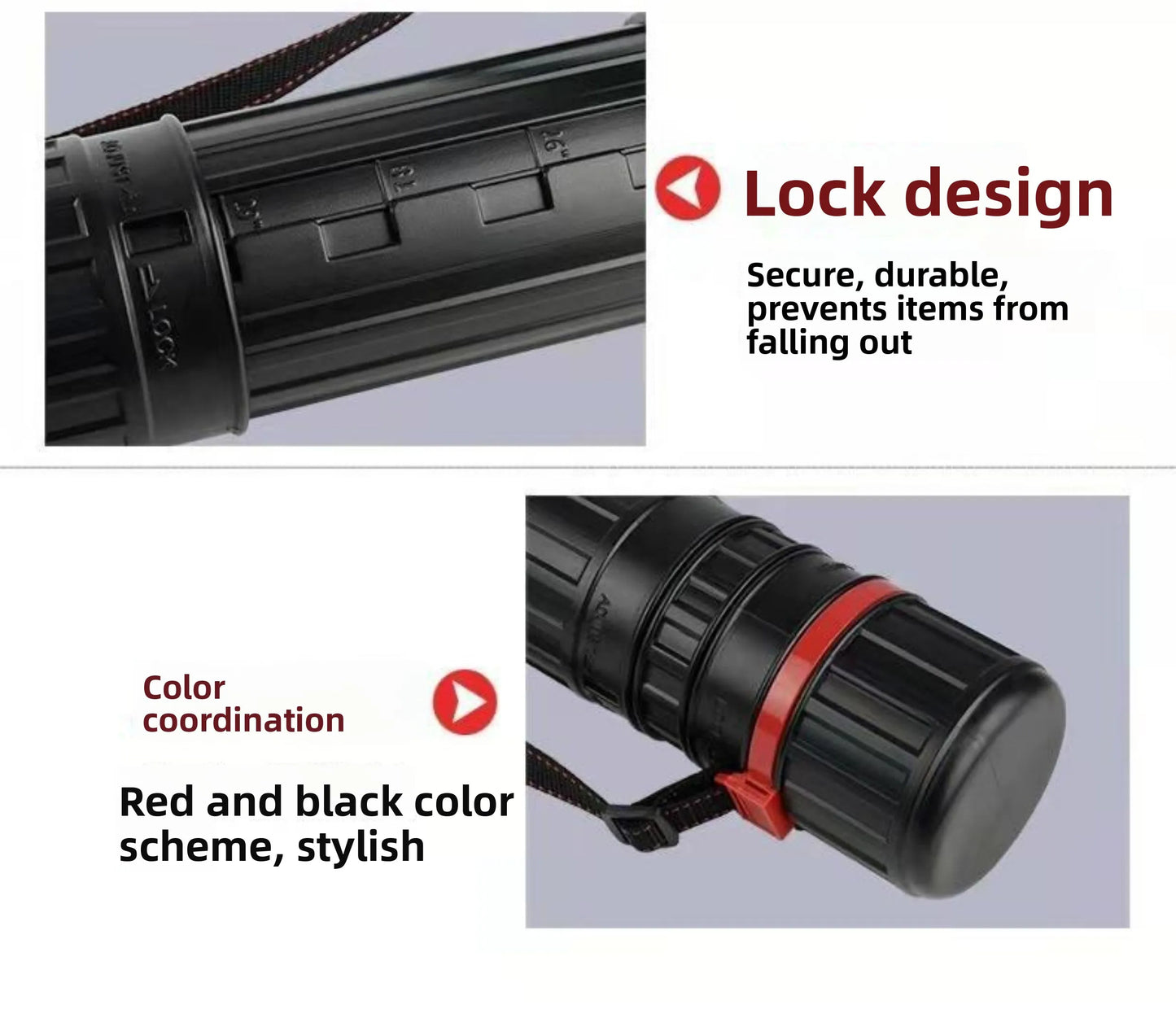 Tubo de almacenamiento de Arte de plástico, cilindro extensible, ajustable con correas para los hombros,1 Uds.