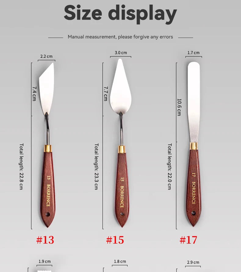 3/5/7 unids/set paleta cuchillo y espátula de acero inoxidable para pintura al óleo, mango de madera