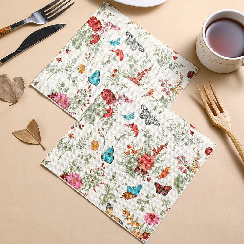 20 unids/pack 33x33cm Vintage flor impresa, servilletas de papel desechable, artesanía decoupage
