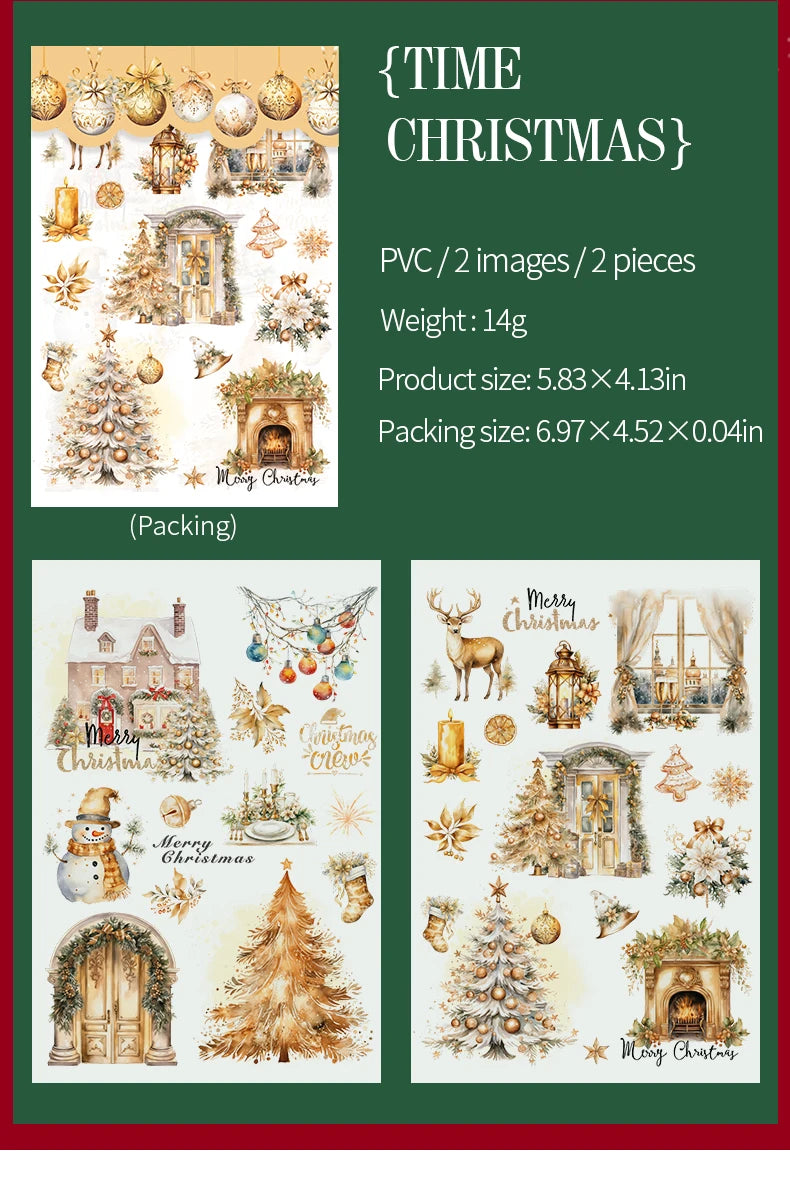 2 unids/pack stickersde pvc para Navidad, adhesivo, impermeable  y creativo