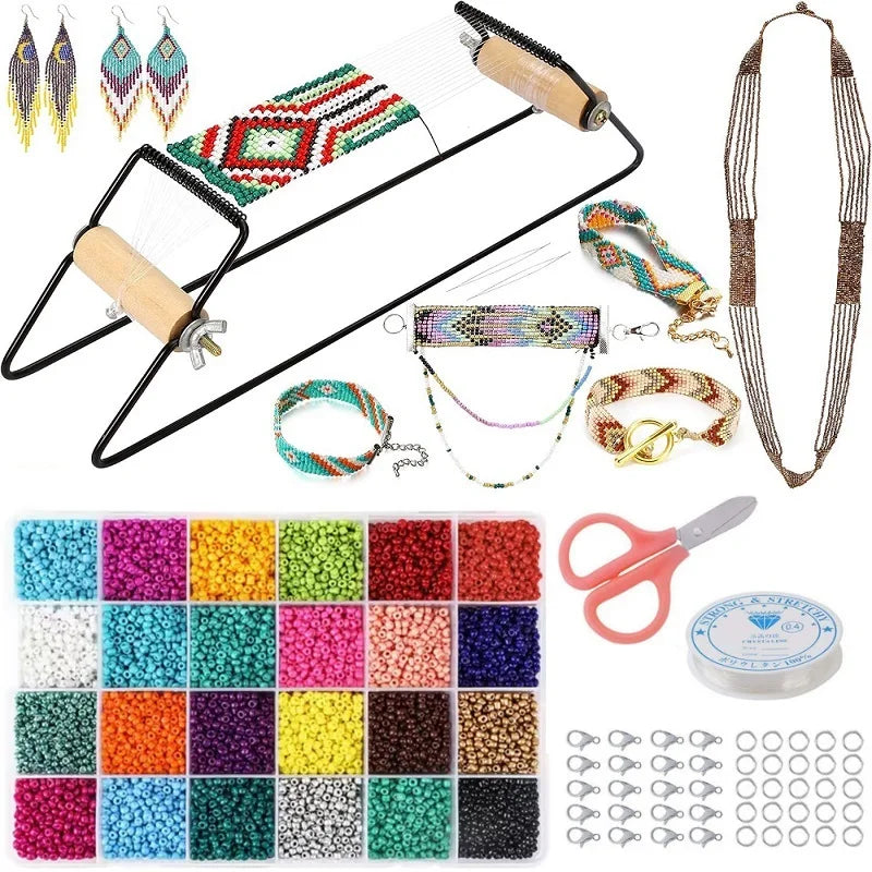 Kit de telar de mostacillas para joyería, pulseras, pendientes, collares