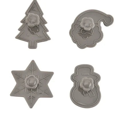 4 Uds. Moldes para galletas de Navidad, cortador de galletas 3D de plástico