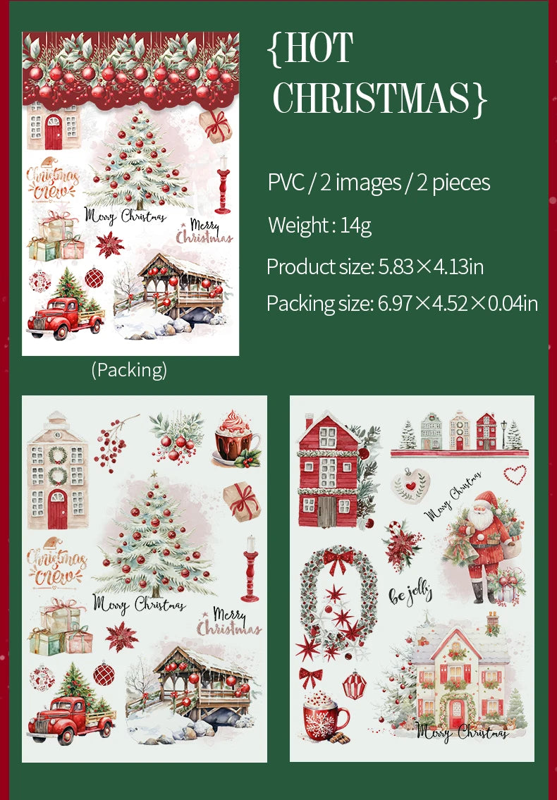 2 unids/pack stickersde pvc para Navidad, adhesivo, impermeable  y creativo