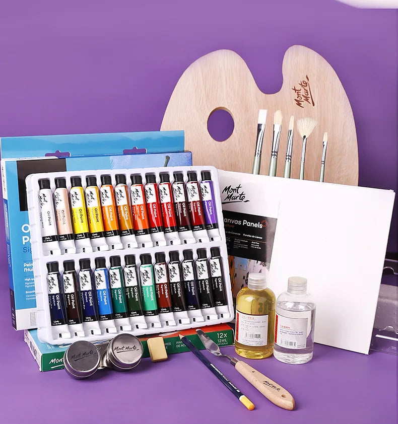 Tubos de pinturas al óleo profesionales para artistas, 12/24 colores, 12 ML. Mont Marte