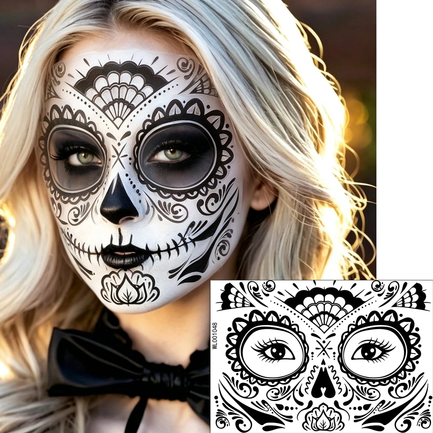 12 Piezas de Tatuajes Temporales Faciales de Halloween