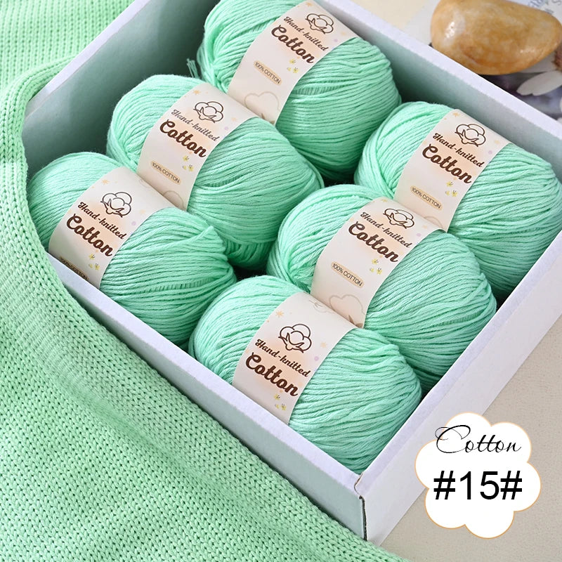 6 bolas de hilo de algodón puro de 300 g, hilo suave multicolor