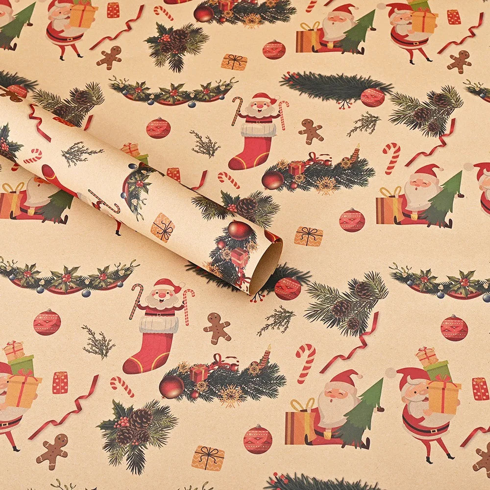 10 Uds., de papel de regalo navideño-74*50cm