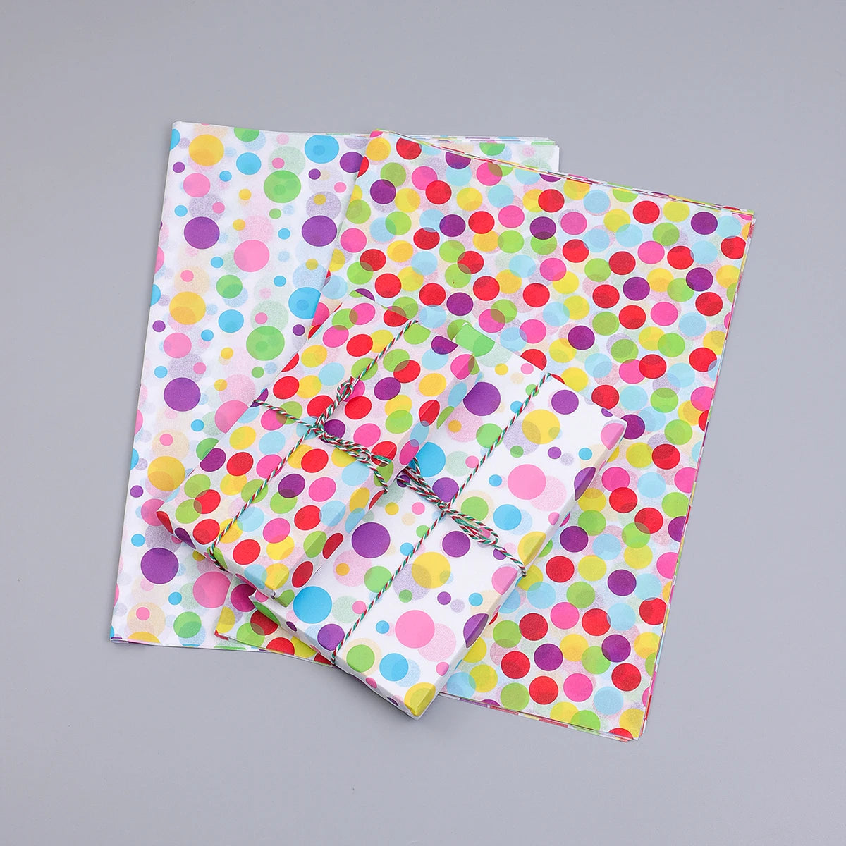20 Hojas de Papel de Seda con Puntos, estrellas y rayas de Colores, Hojas de 14x20 Pulgadas (35,56 x 50,8 cm)
