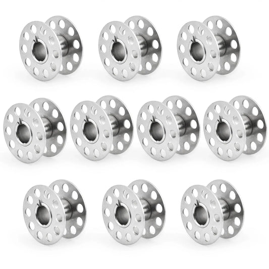 Bobinas de Metal vacías para máquina de coser, carrete de acero inoxidable, Brother Janome Singer. 10-50 piezas