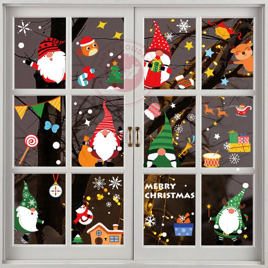 1 a 5 Unidades stickers navideños de 30 × 20cm, pegatinas electrostáticas, decoración de ventanas