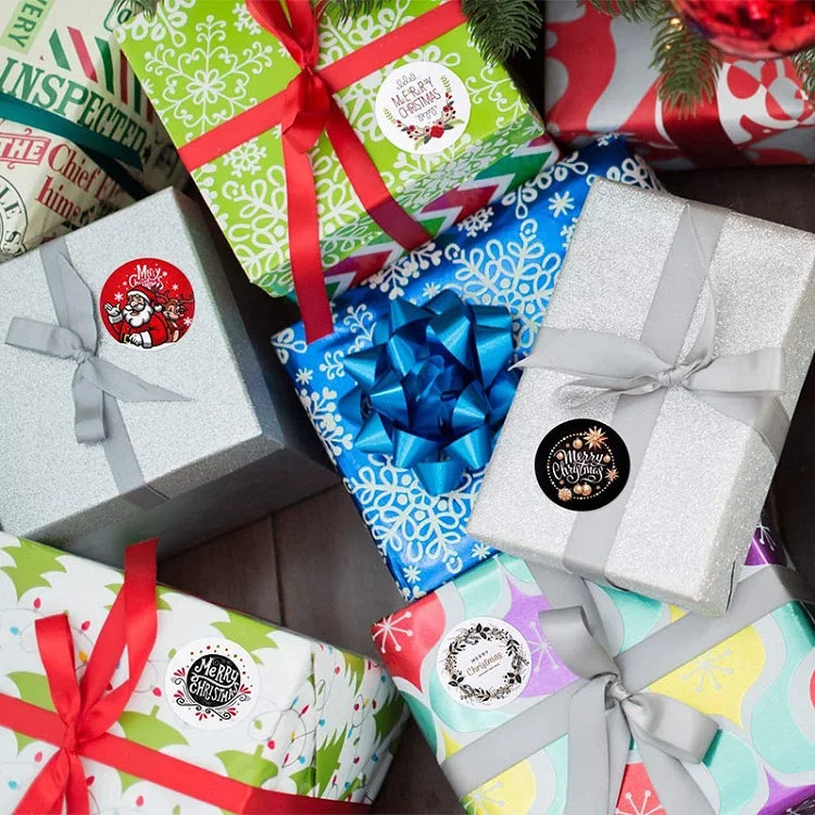 Pegatina de dibujos de Navidad, rollo de pegatinas para regalos (100 a 500 etiquetas)