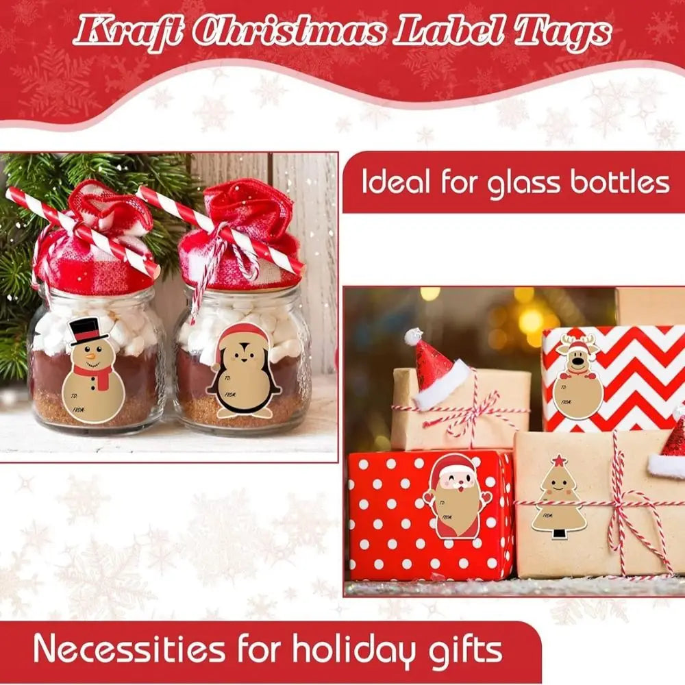Etiquetas adhesivas para celebración de Navidad, etiquetas de nombre de regalo 200 unid.