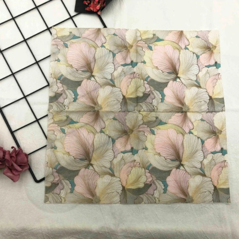 Servilletas cuadradas con estampado de flores tridimensionales, 20 piezas/33x33cm
