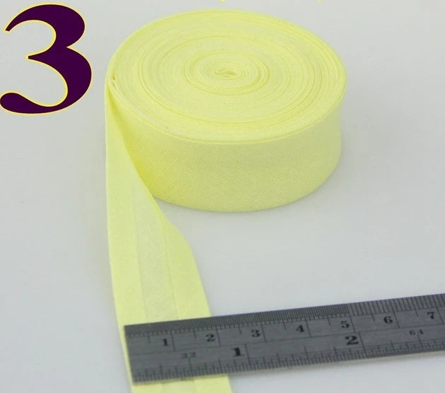 Sesgo, cinta al bies 100% de algodón, 20mm de ancho, 3/4 ",  con pliegue planchado, 5 mts