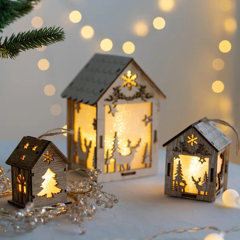 Casa de madera luminosa con Luz LED de Navidad